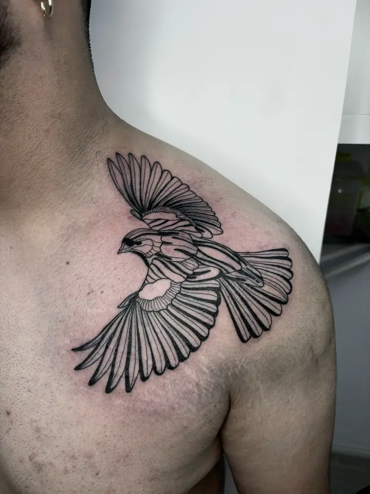 Bird in Flight — Blackwork tattoo by Nillattt, photo 1