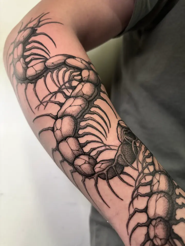 Centipede — Blackwork tattoo by Nillattt, photo 1