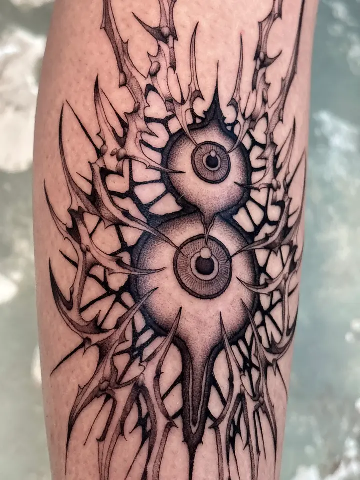Double Eye — Blackwork tattoo by Nillattt, photo 1