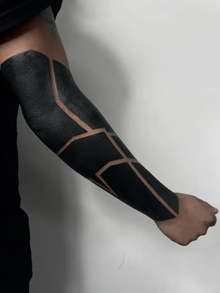 Geometric Half Sleeve — Blackout tattoo by Nillattt, photo 1