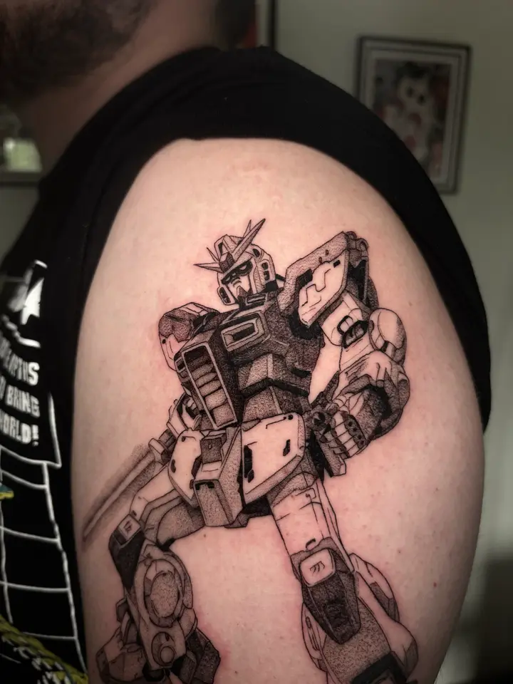 Gundam — Blackwork tattoo by Nillattt, photo 1