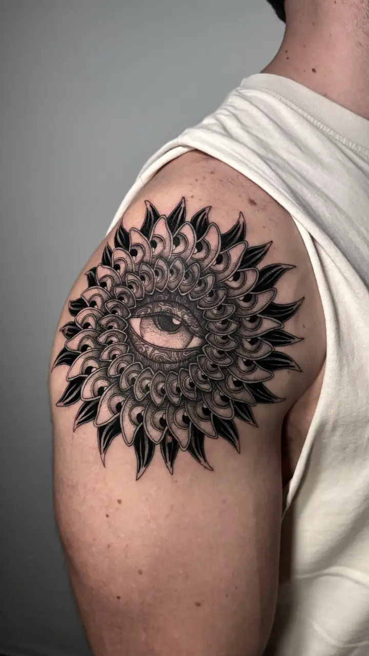 Mandala Eye — Blackwork tattoo by Nillattt, photo 1