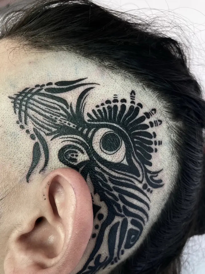 Tribal Head — Blackwork tattoo by Nillattt, photo 1